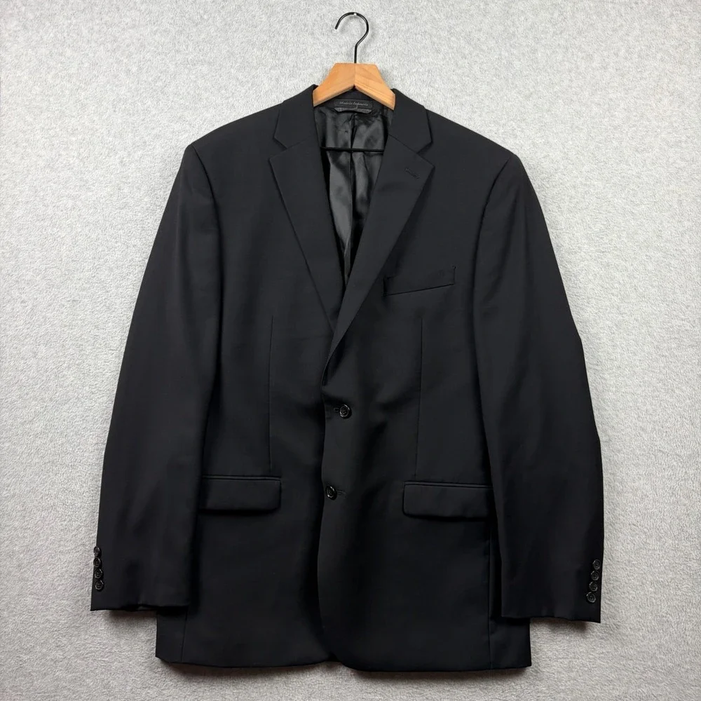 Lauren Ralph Lauren Blazer Mens 42L Black Wool Sport Coat Button Suit Jacket